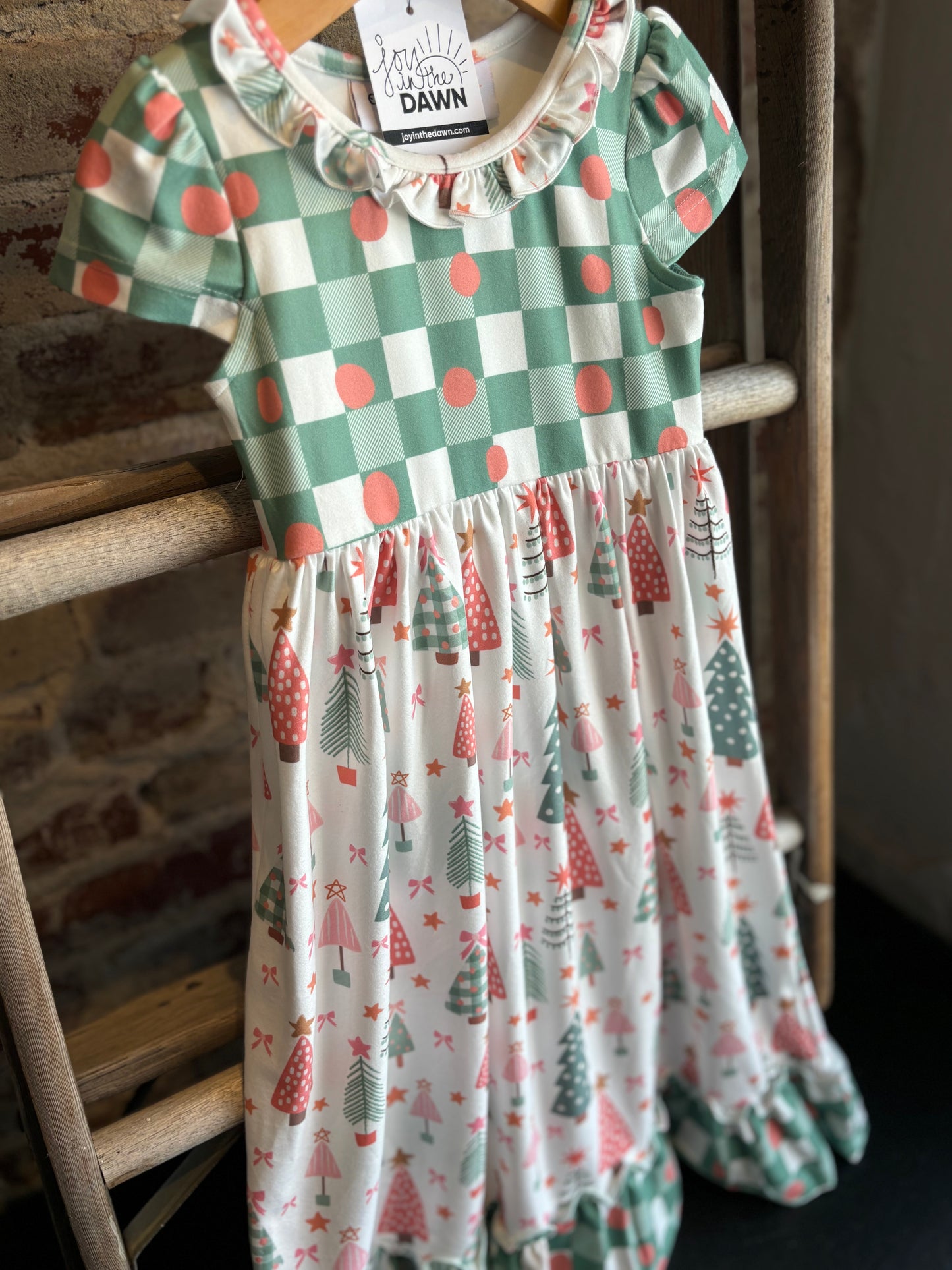 Checkered Christmas Tree Dress- Toddler/Youth