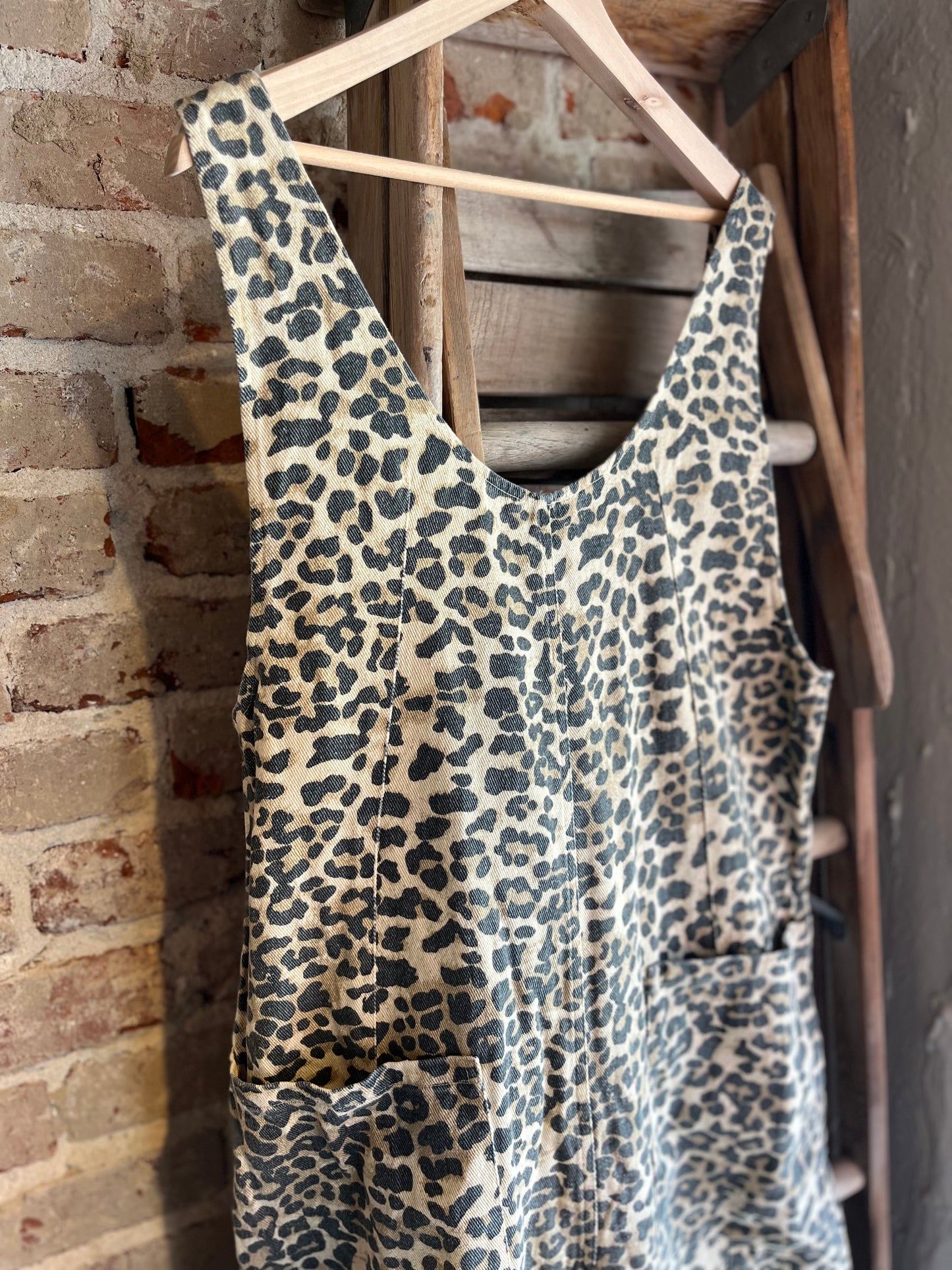 Leopard Print Oversized Overalls