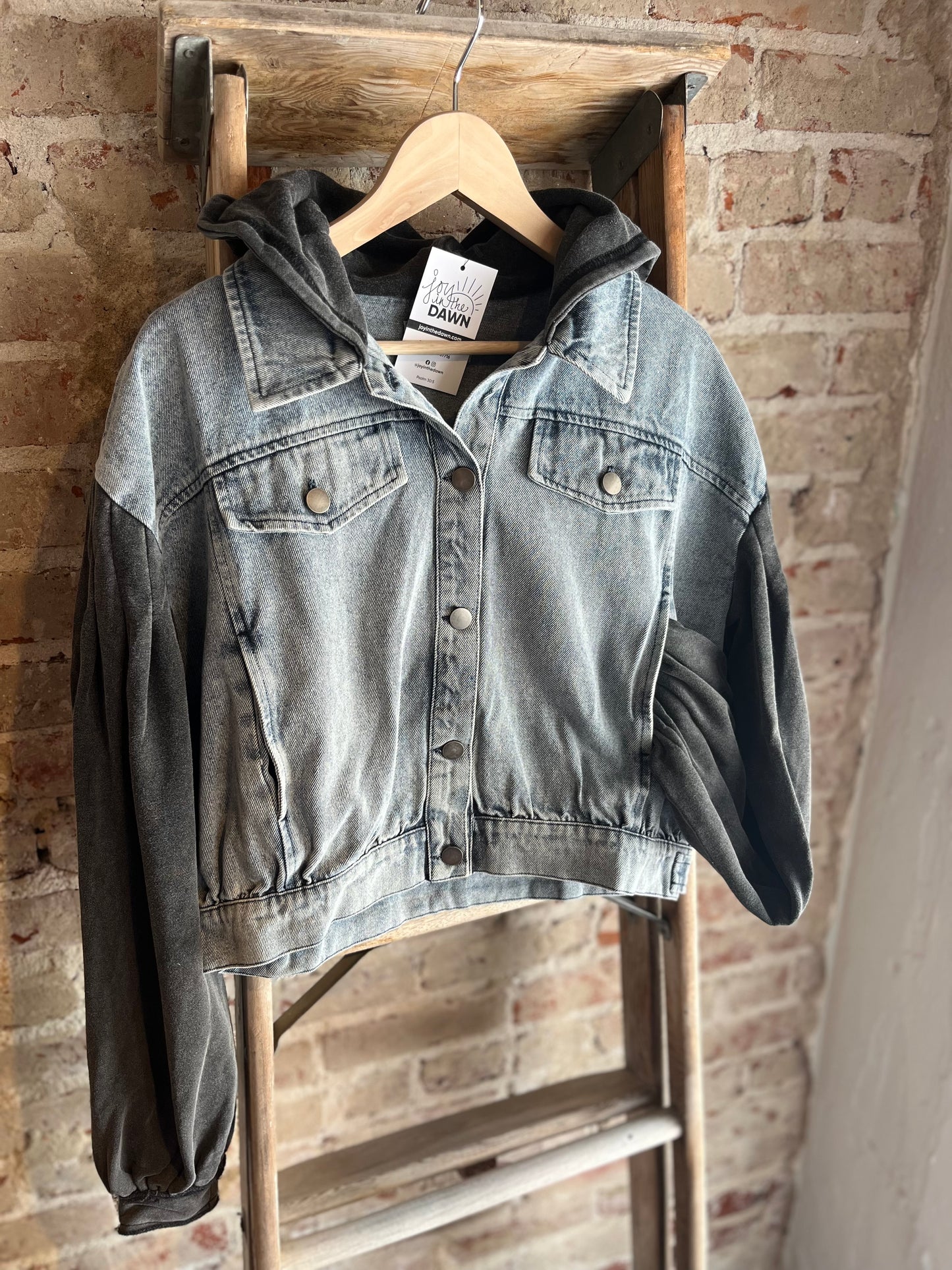 Crop Hooded Denim Jacket