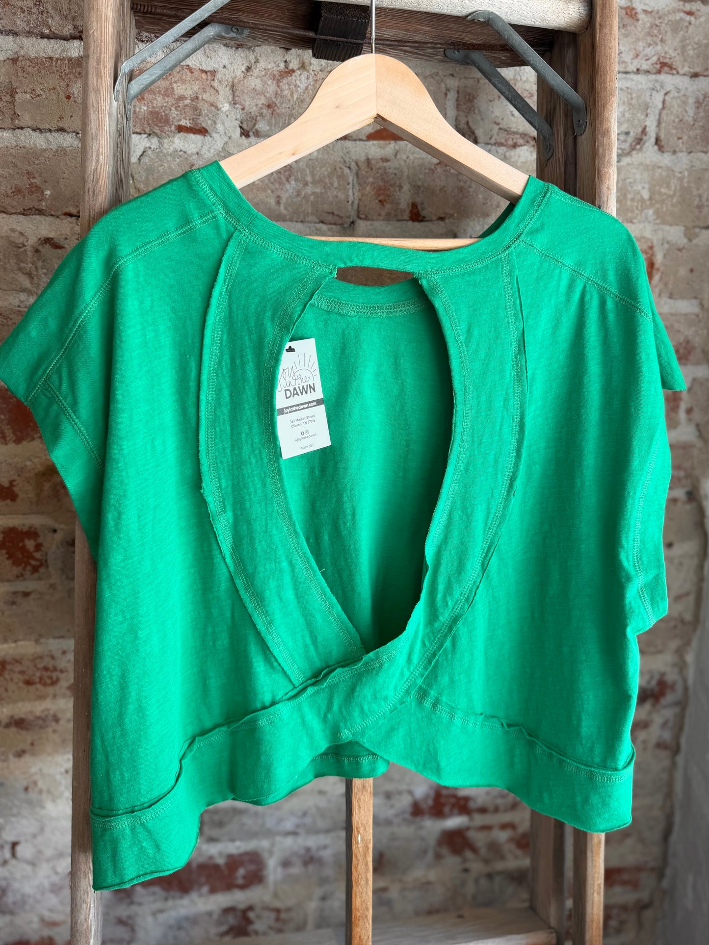 Cotton Open Back Top - Kelly Green
