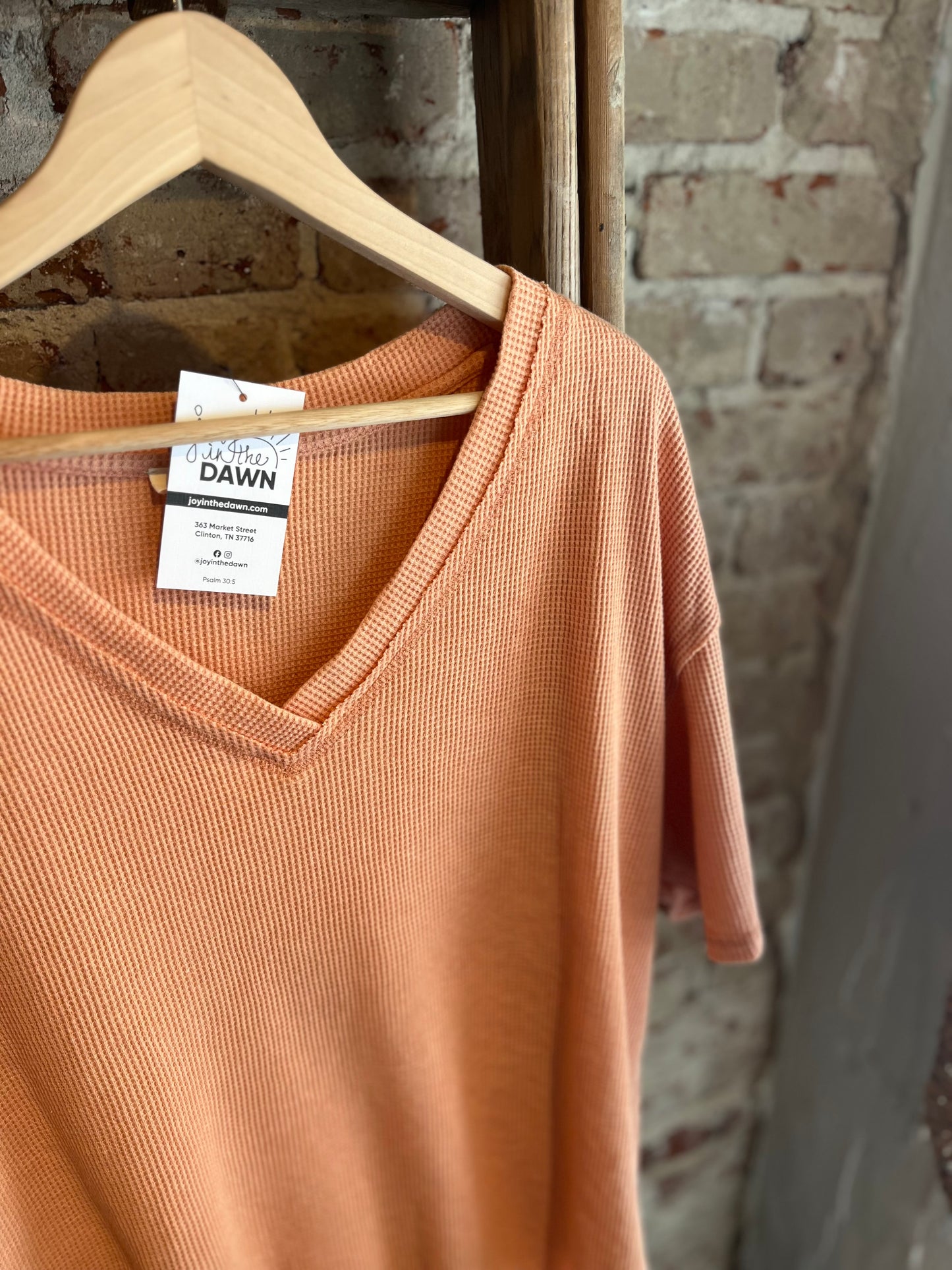 Mineral Washed Knit Shirt- Coral