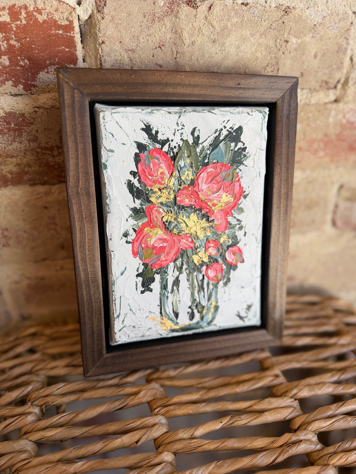 Framed Joyful Pinks Canvas - Handpainted