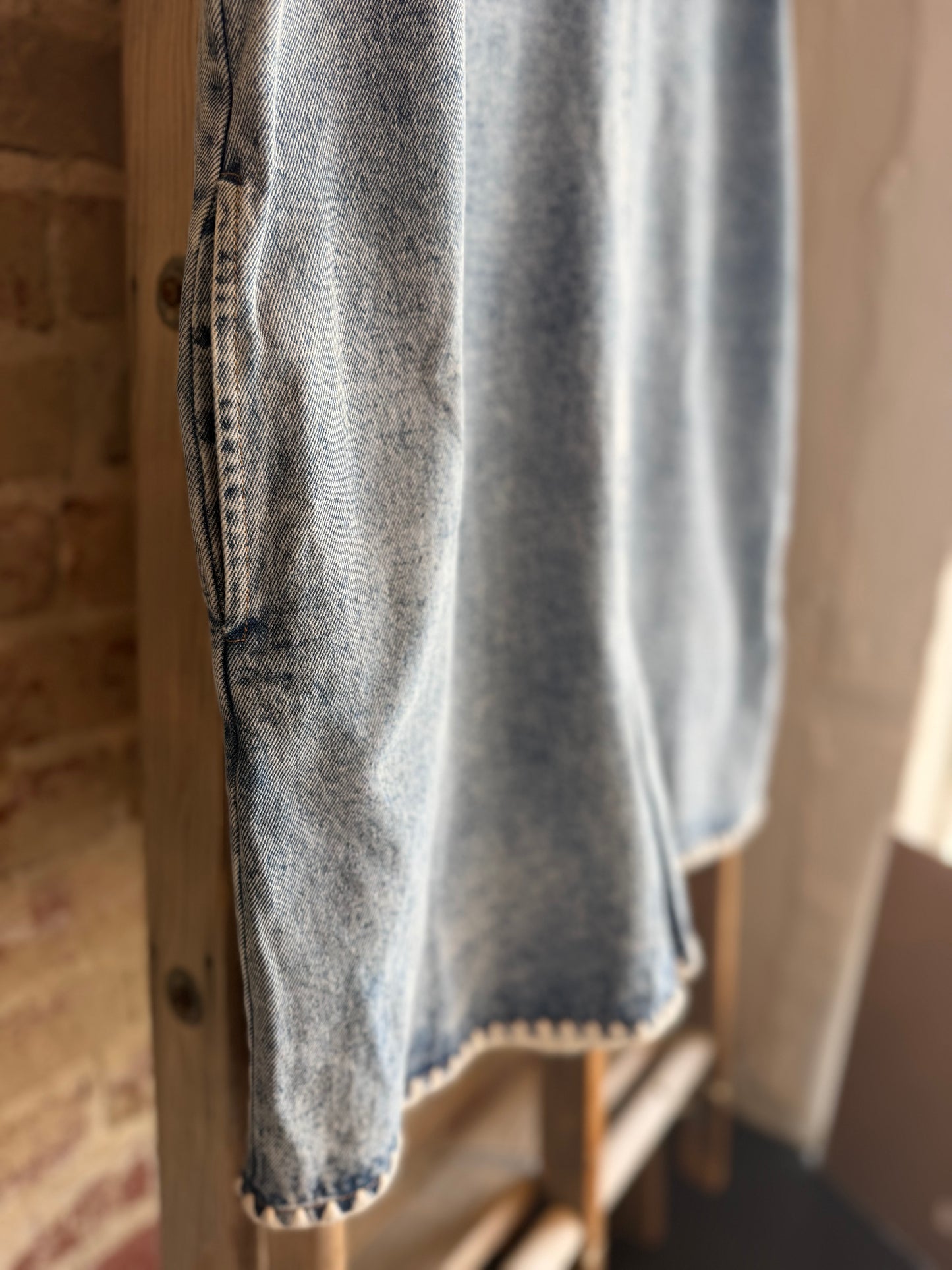 Stitched Sleeveless Denim Romper
