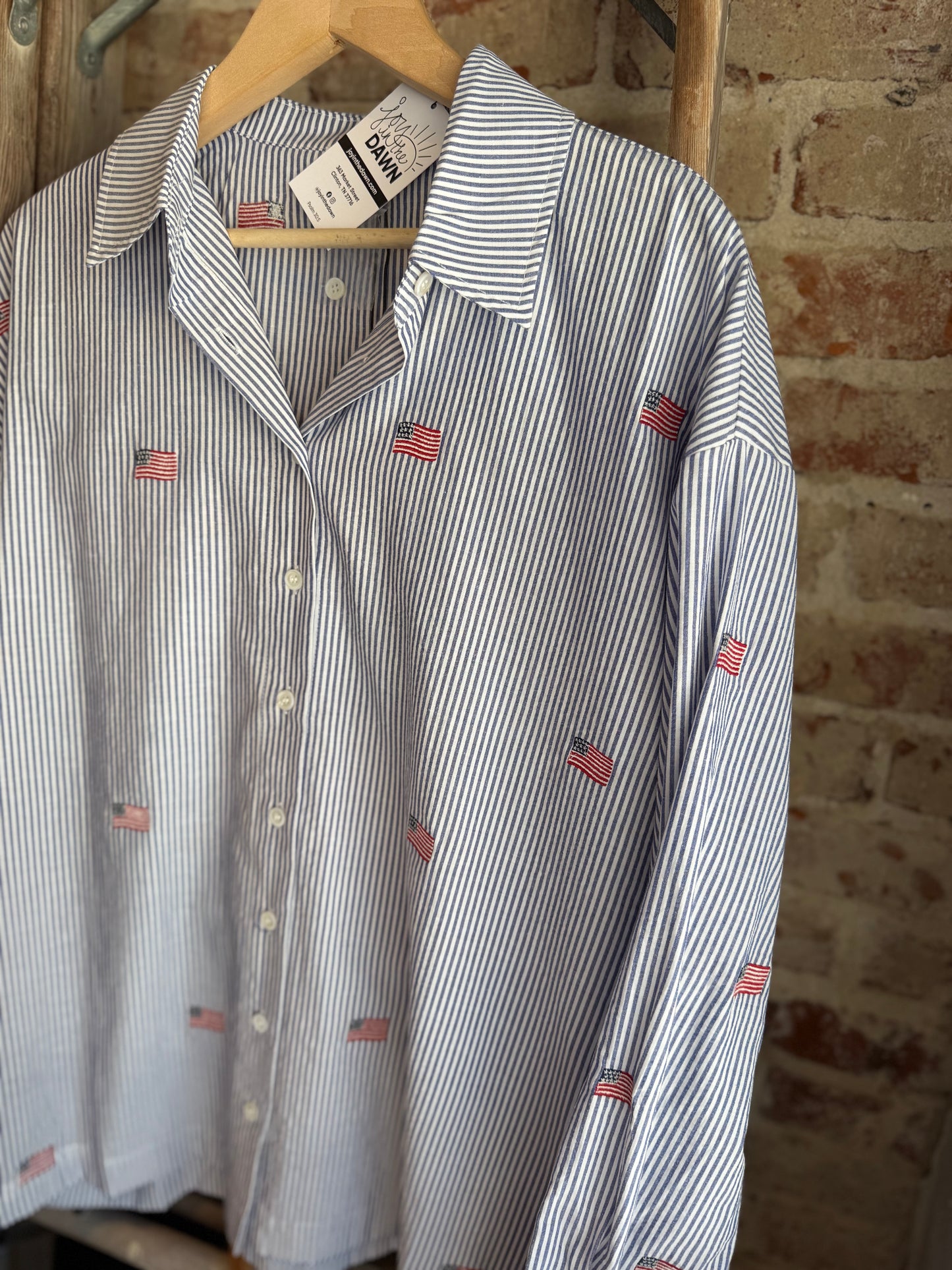 USA Embroidered Flag Button Up