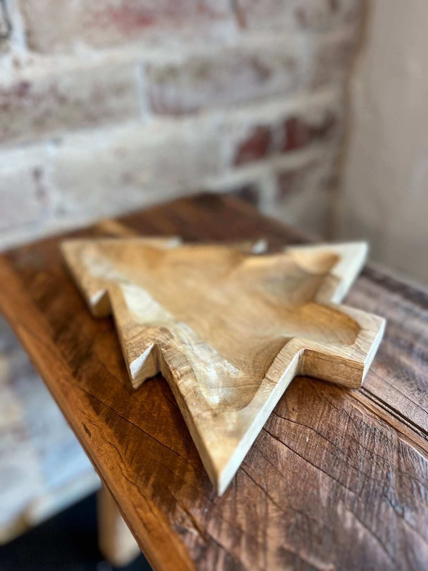 Wooden Christmas Tree Platter
