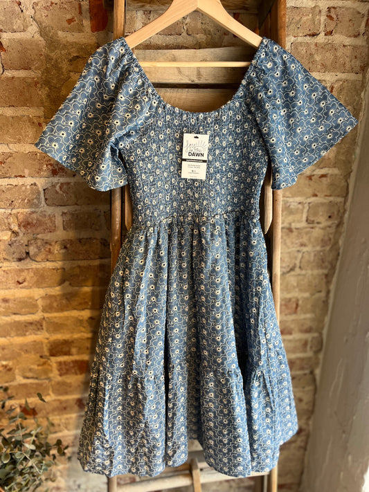 Floral Eyelet Denim Dress