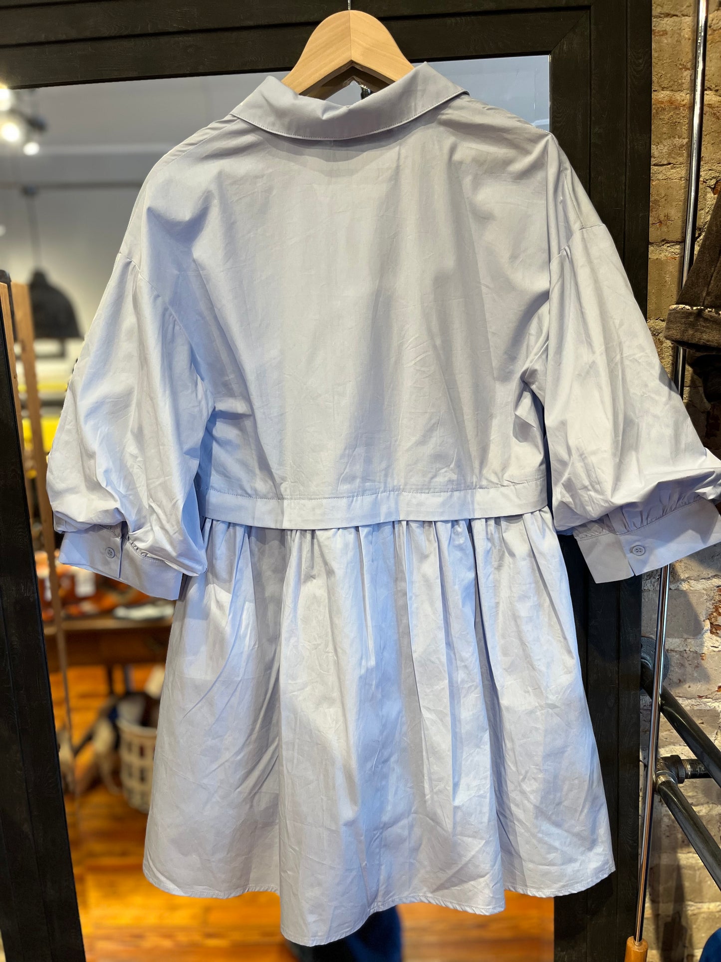 Poplin Shirt Dress- Ice Blue