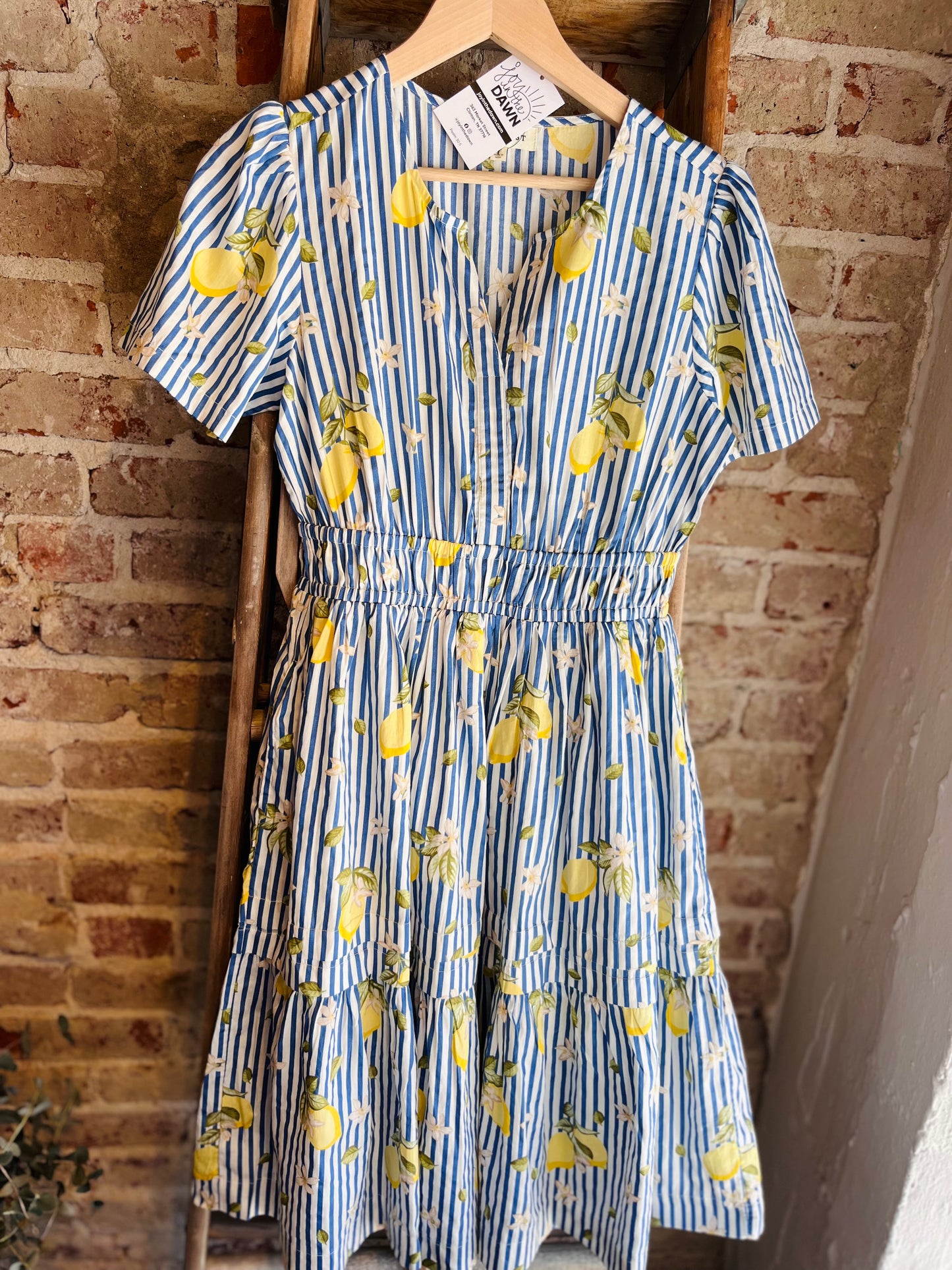 Striped Lemon Midi Dress