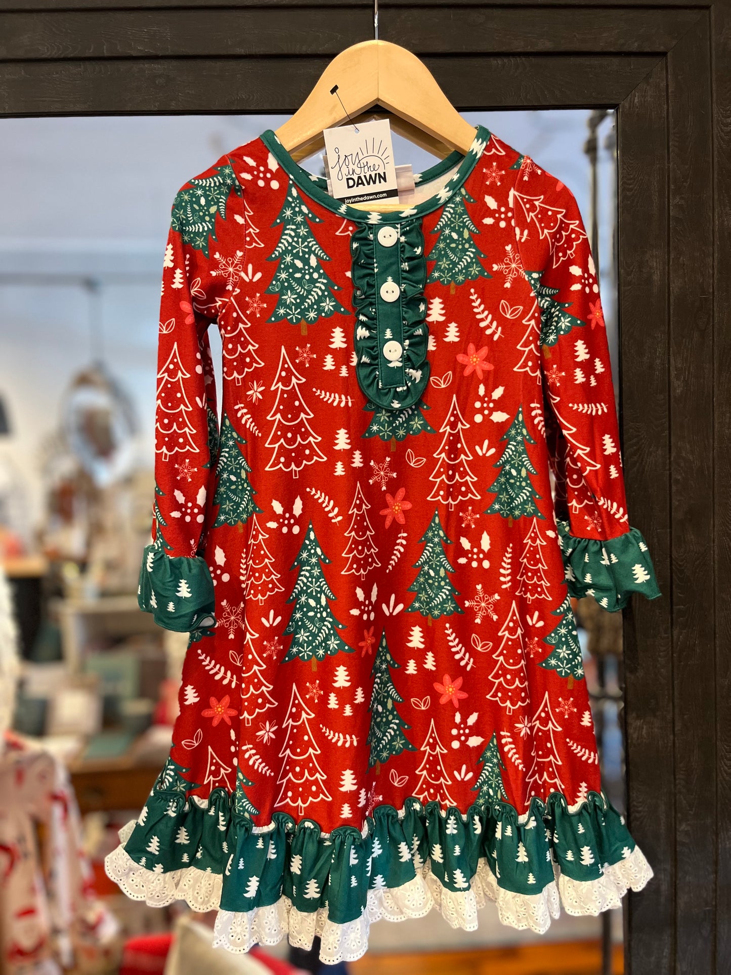 Red and Green Christmas Tree Gown- Toddler/Youth