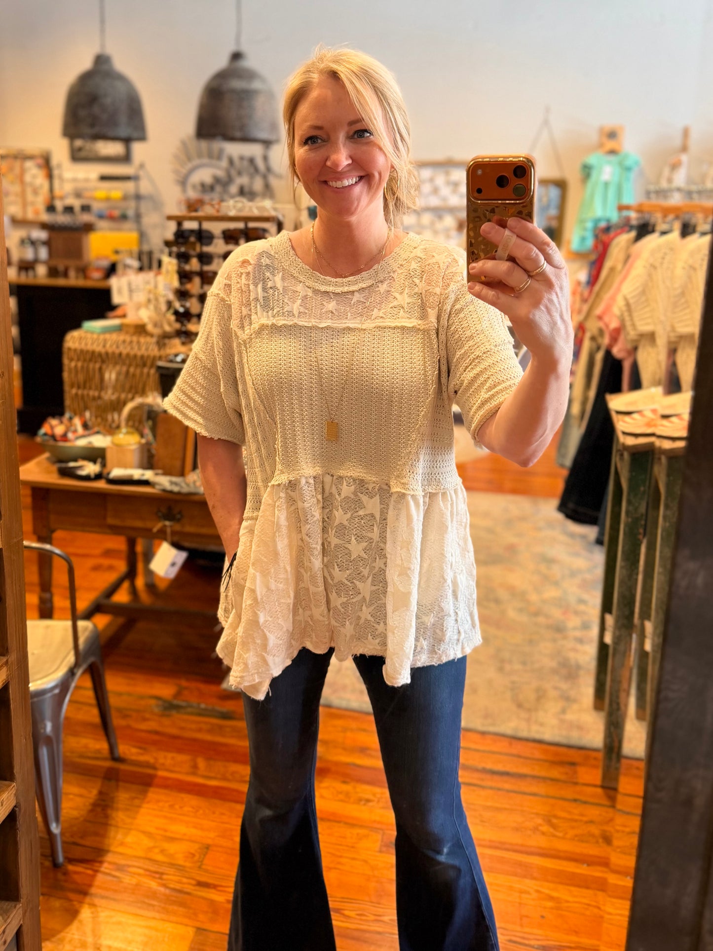 Star Jacquard Flare Top