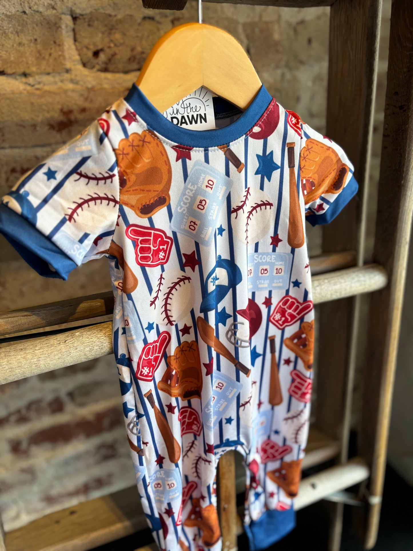 Baseball Fan Romper- Short Sleeve