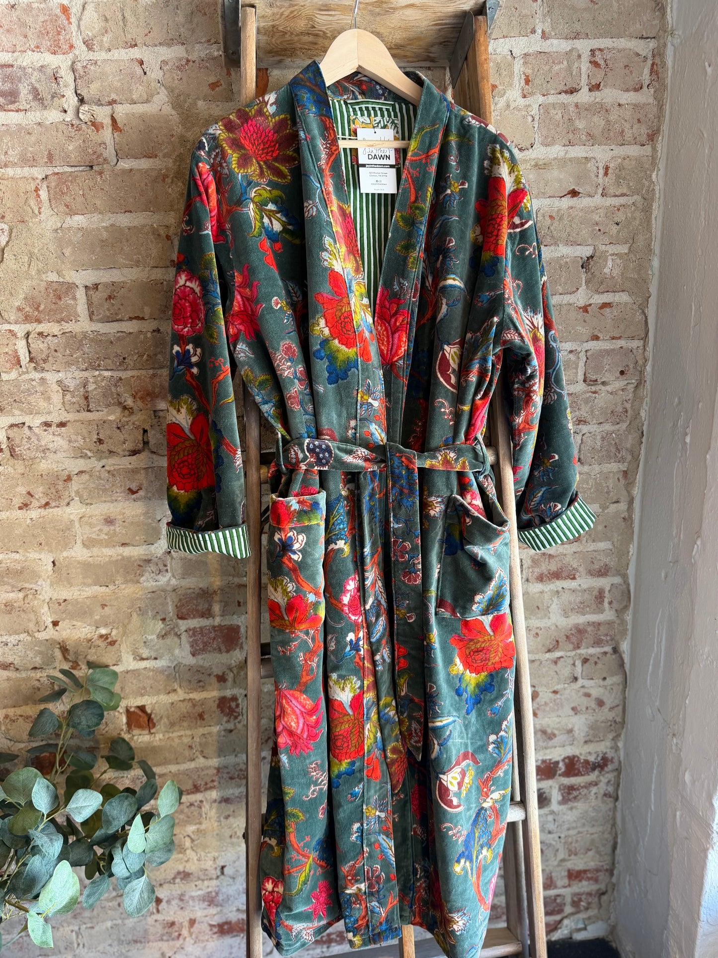 Full Length Tie Belt Kimono -Green