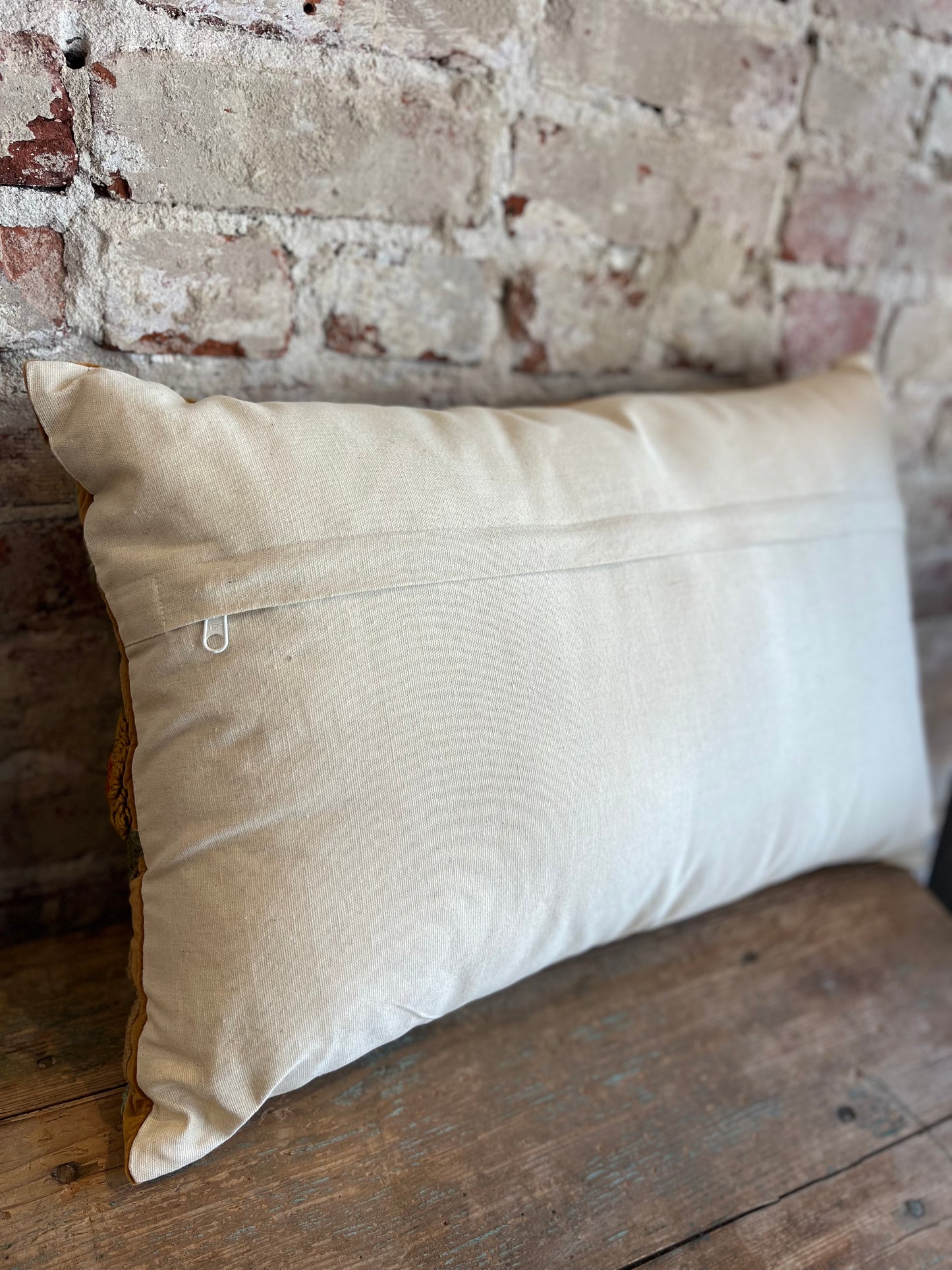 Bird Embroidery Luxe Pillow- Gold