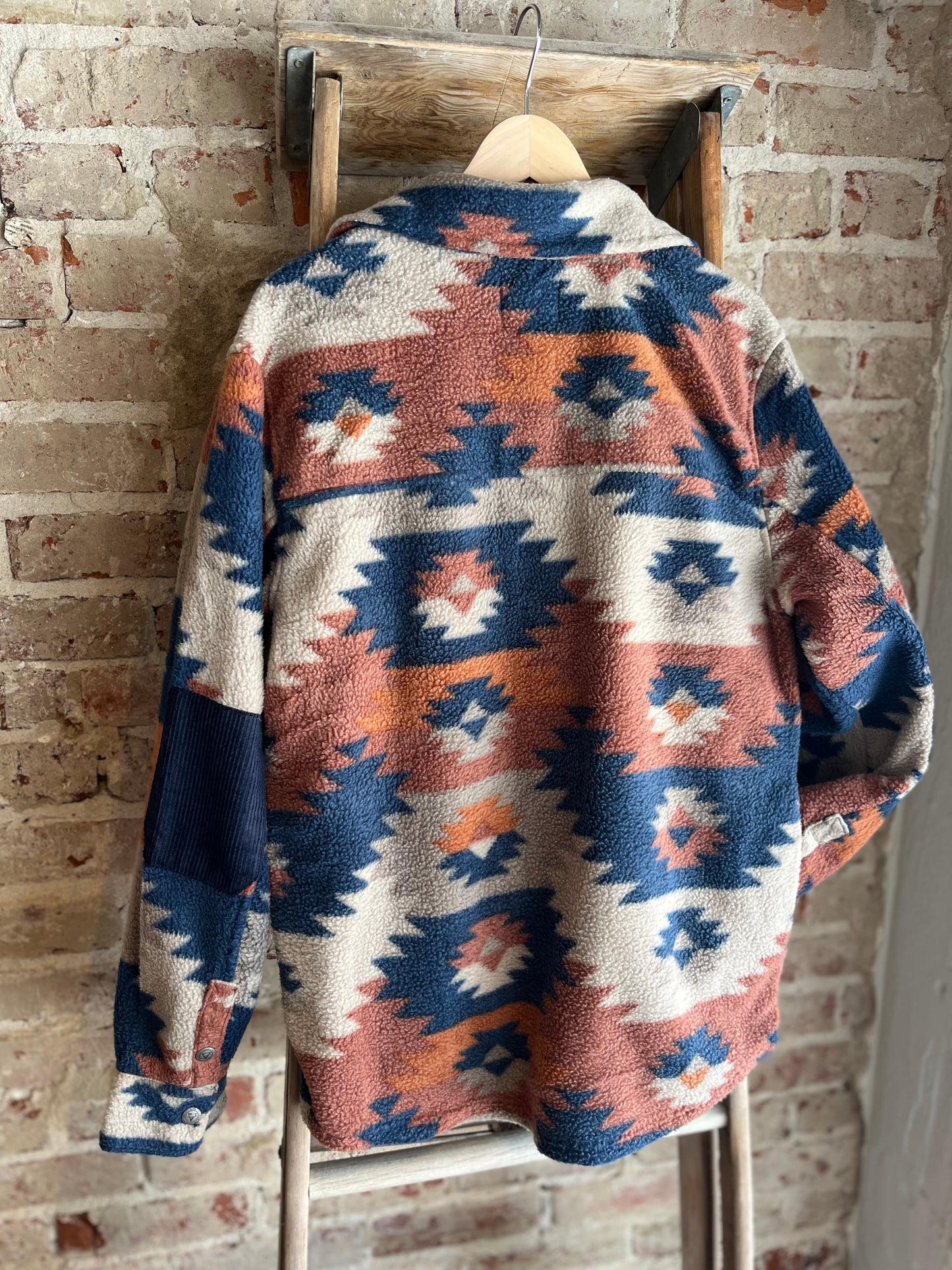 Blue Aztec Fleece Shacket- Men