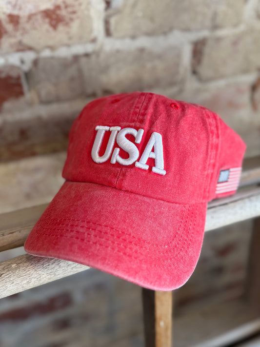 USA Baseball Hat - Red