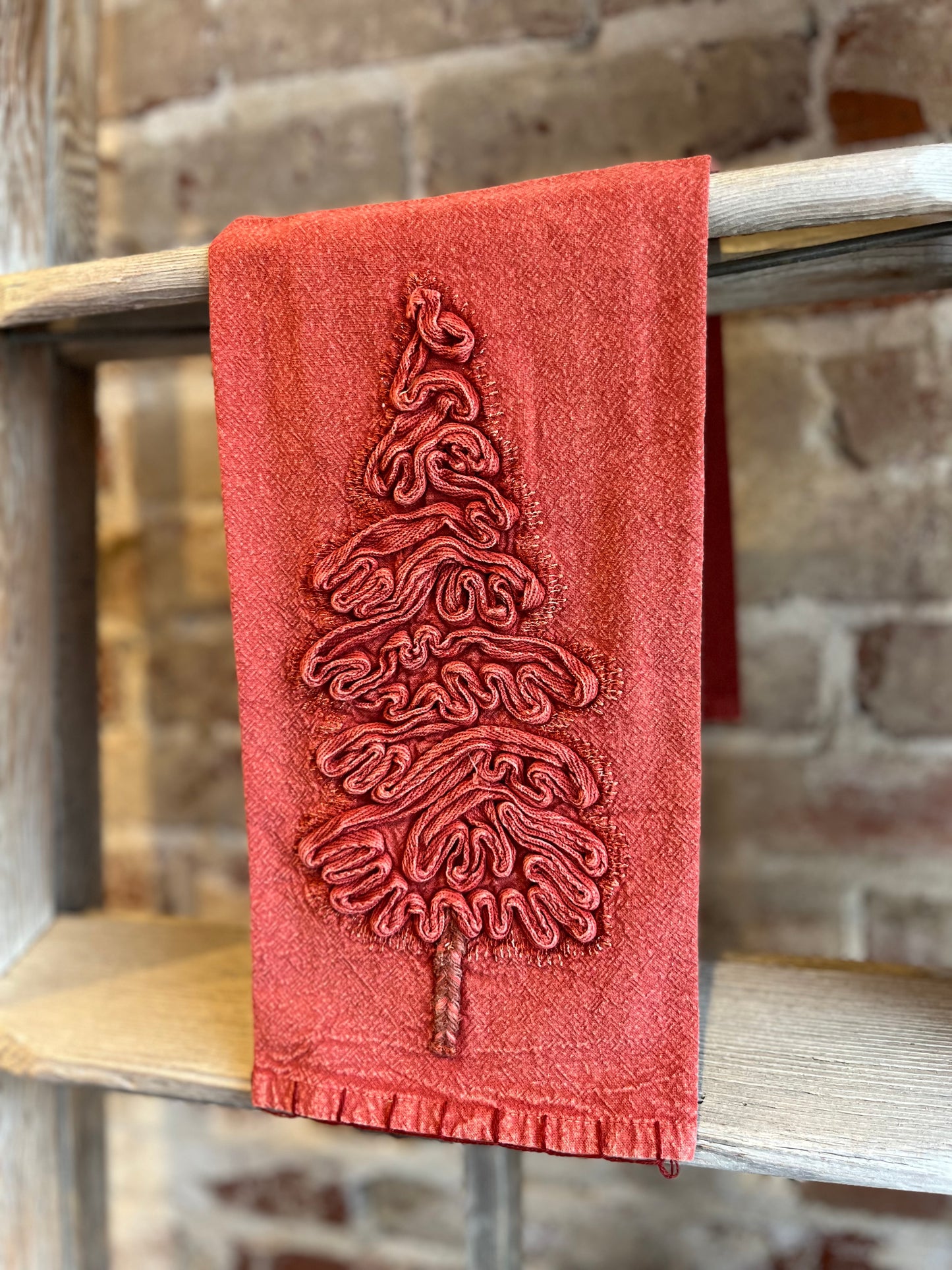 Christmas Tree Tea Towel - Red
