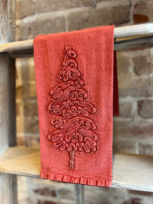 Christmas Tree Tea Towel - Red