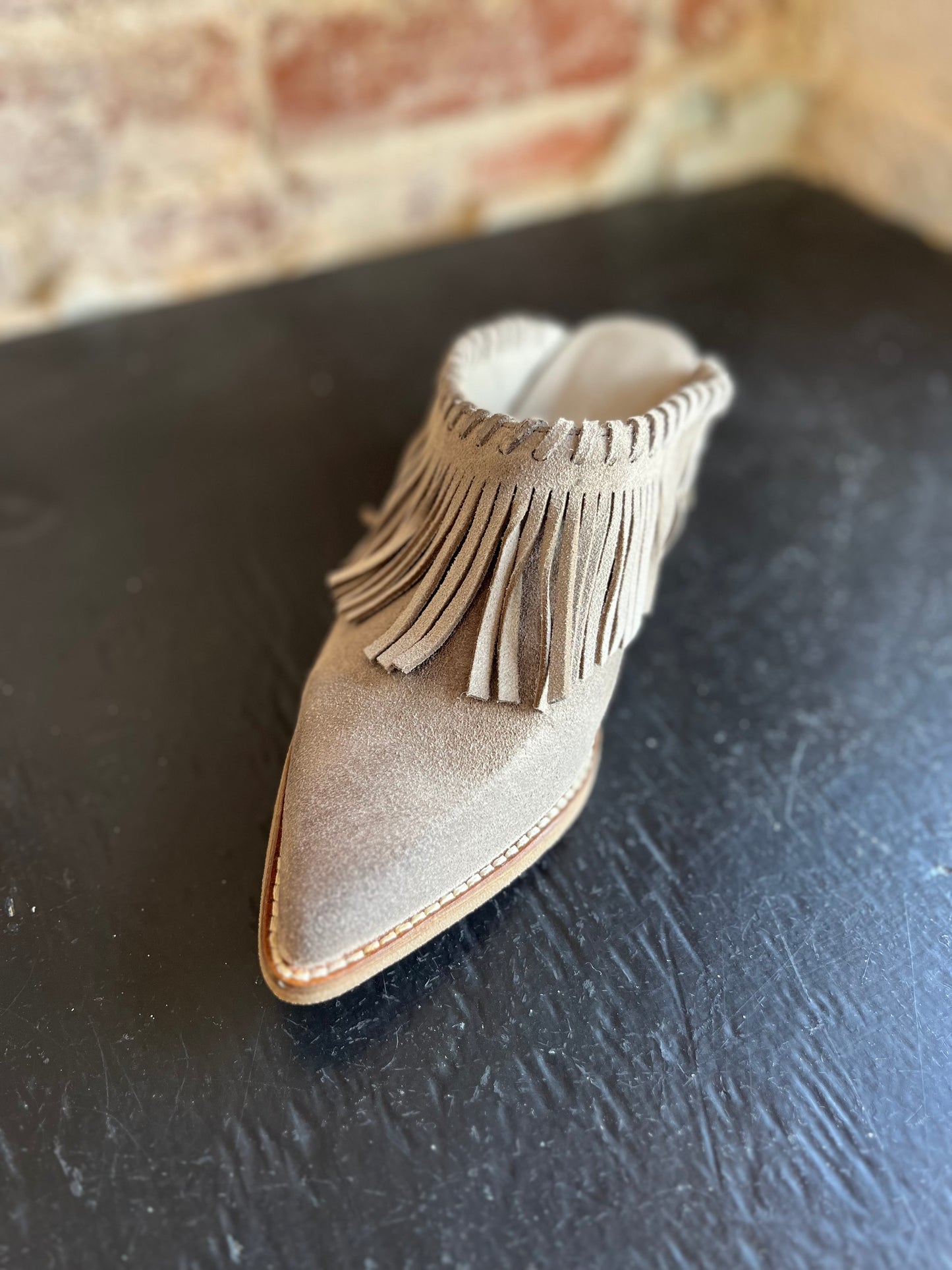 Western Suede Mules- Grey