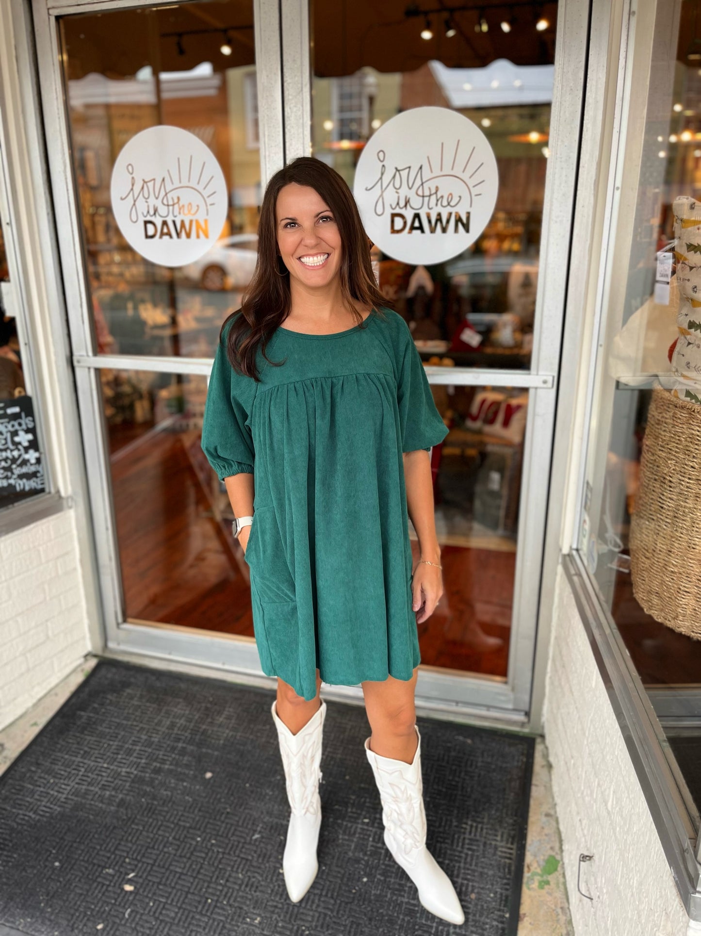 Hunter Green Corduroy Dress