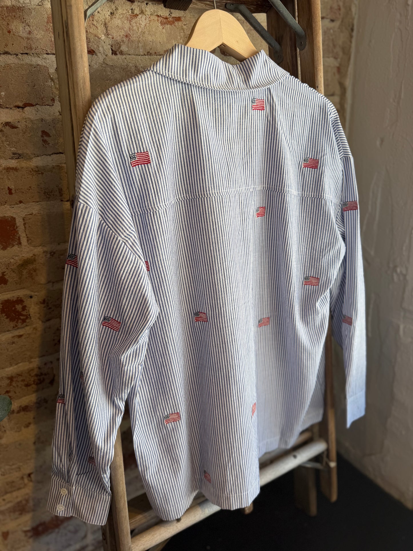USA Embroidered Flag Button Up