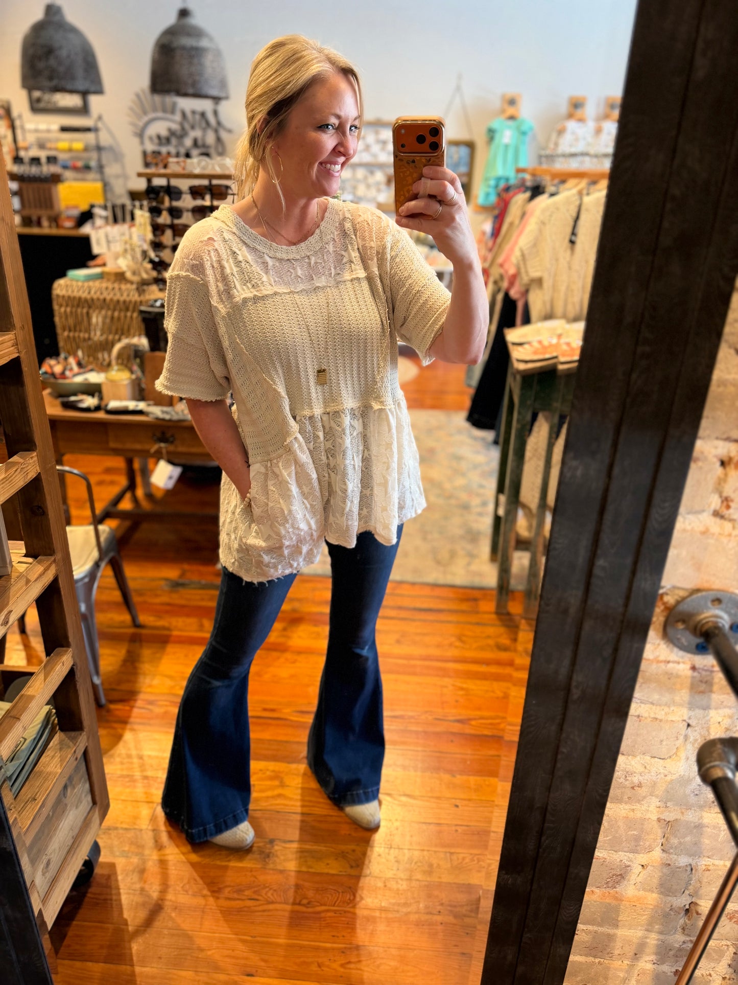 Star Jacquard Flare Top