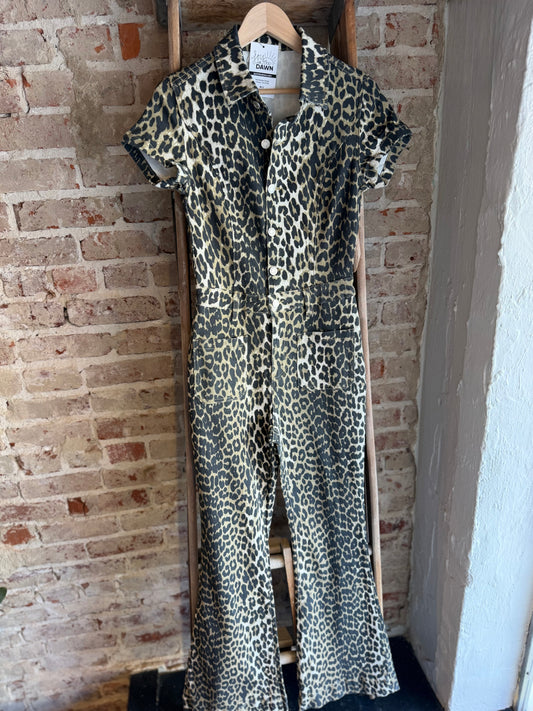 Denim Leopard Jumpsuit
