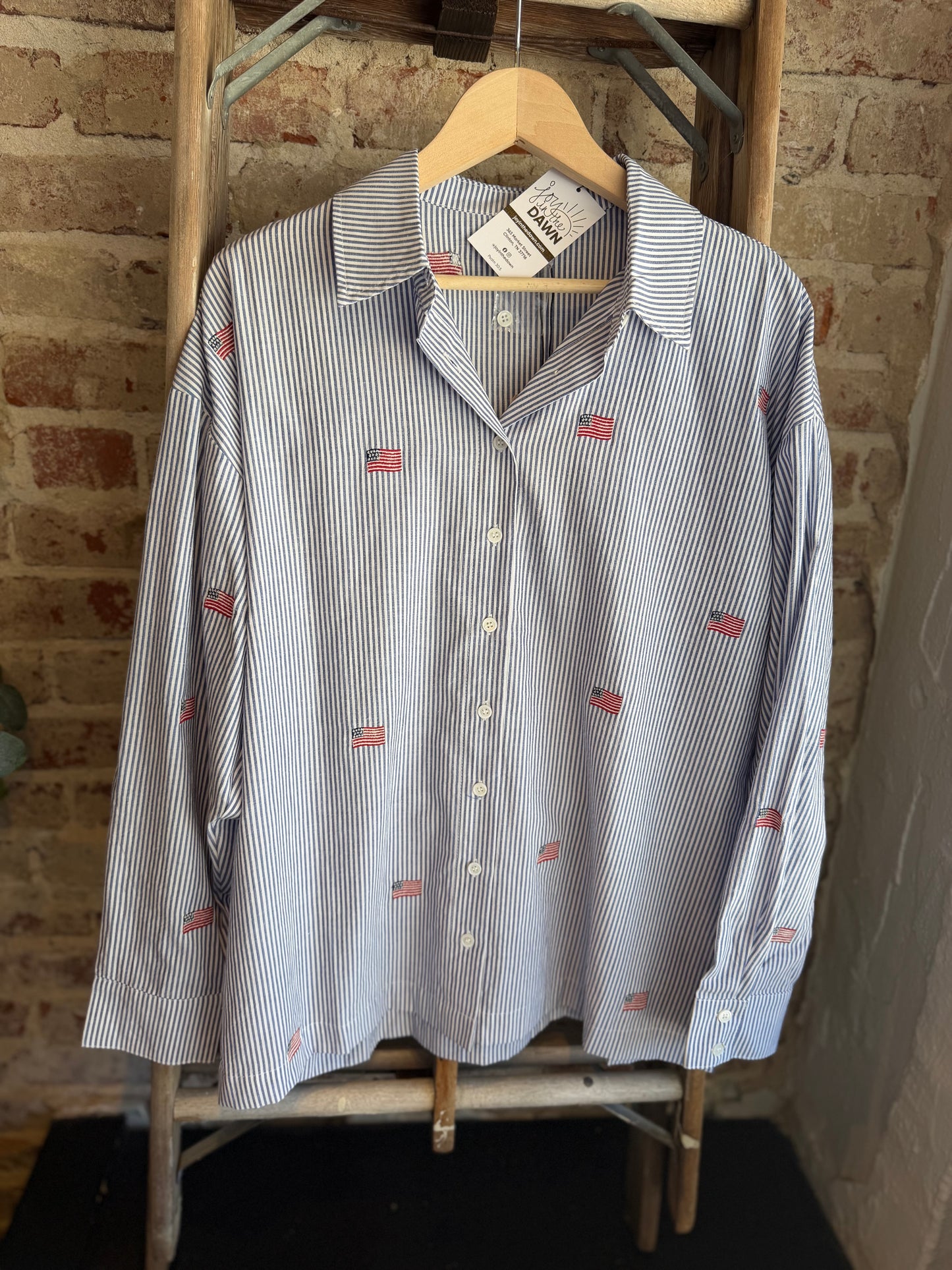 USA Embroidered Flag Button Up