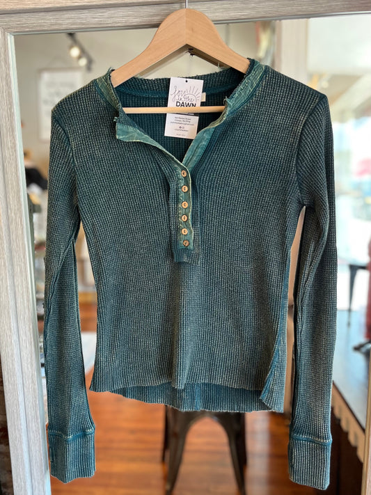 Henley Thermal Top- Teal