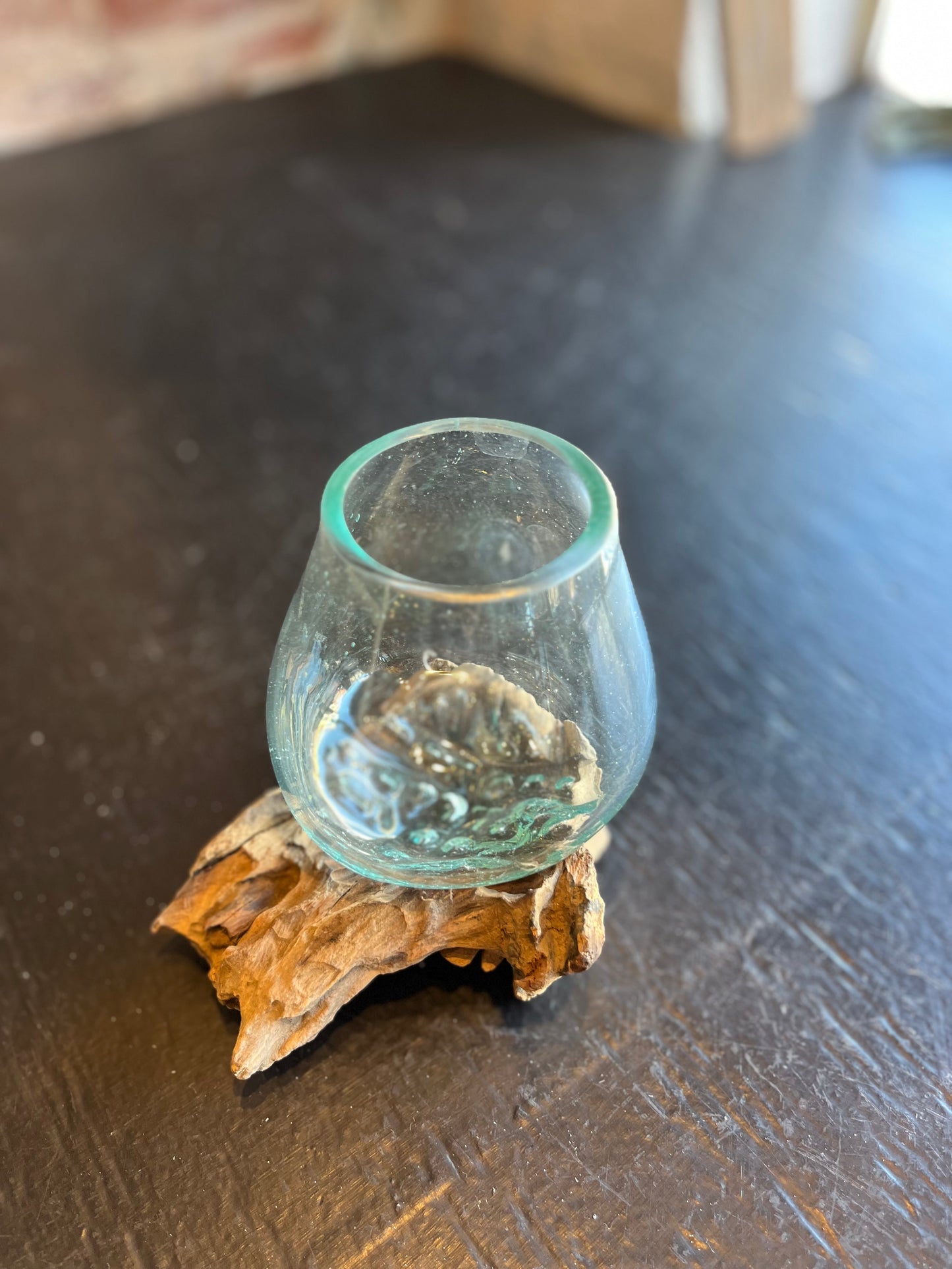 Blown Glass Bowl w/ Driftwood Base