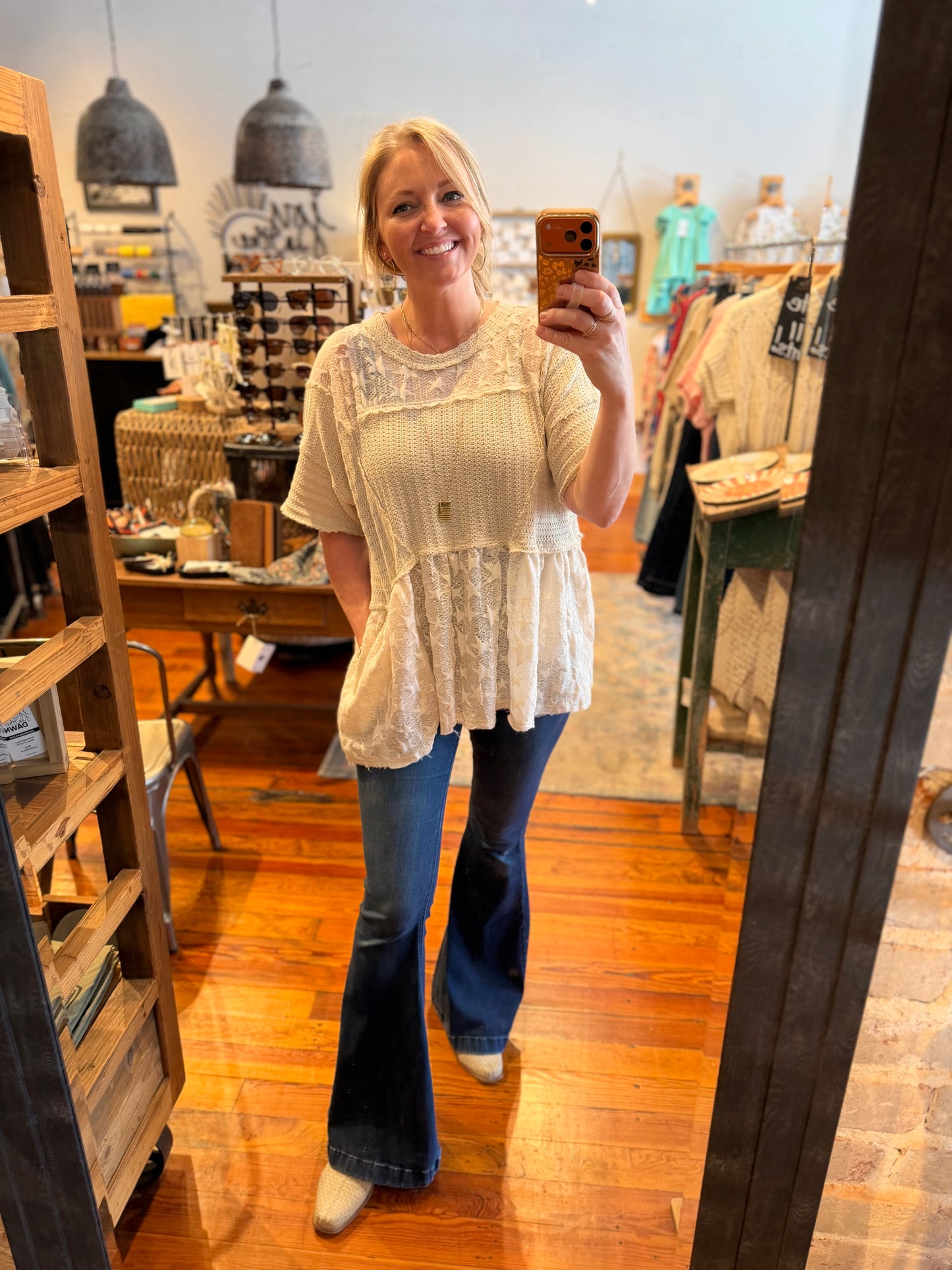 Star Jacquard Flare Top