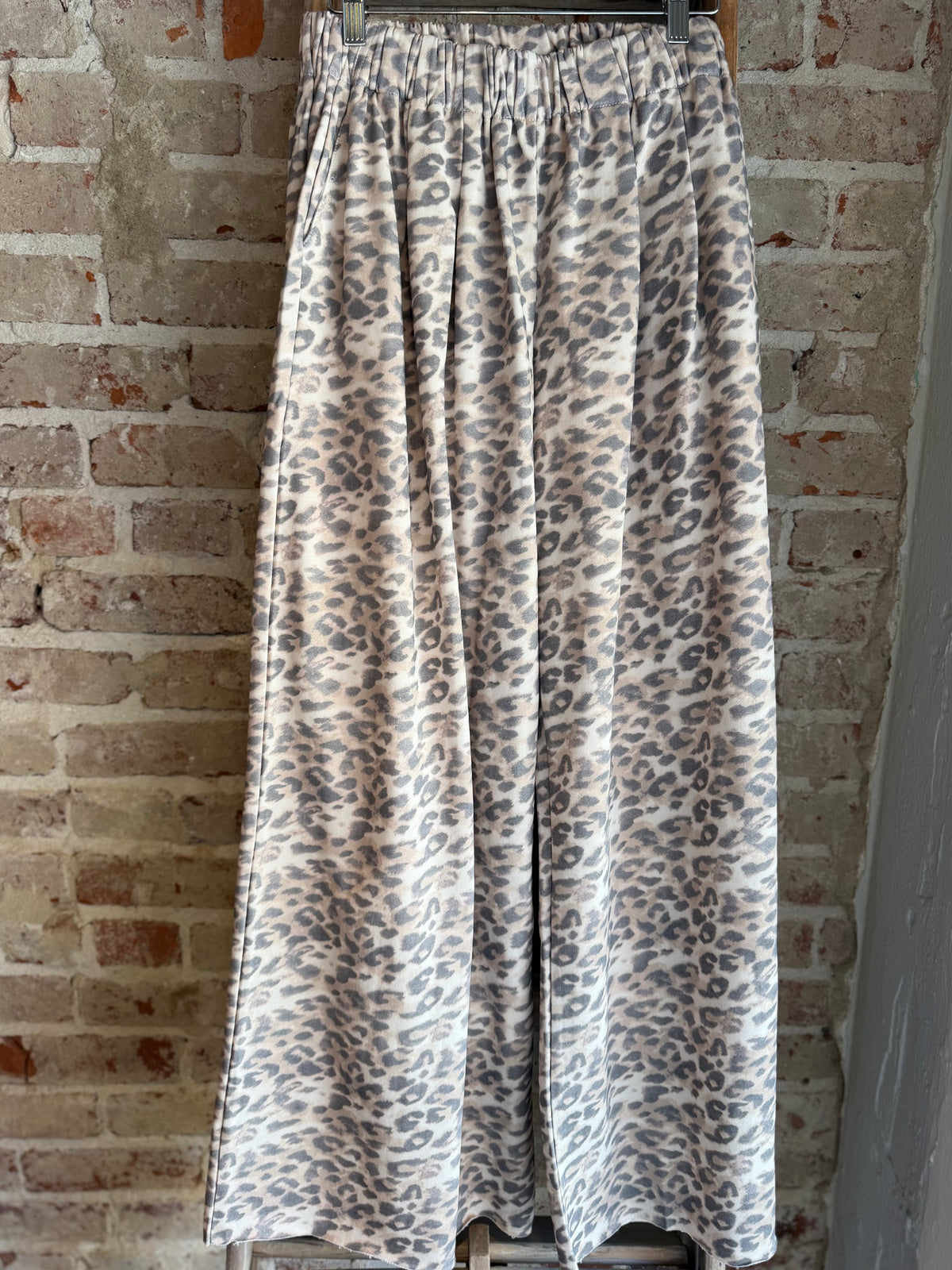 Leopard Fleece Wide Leg Pants