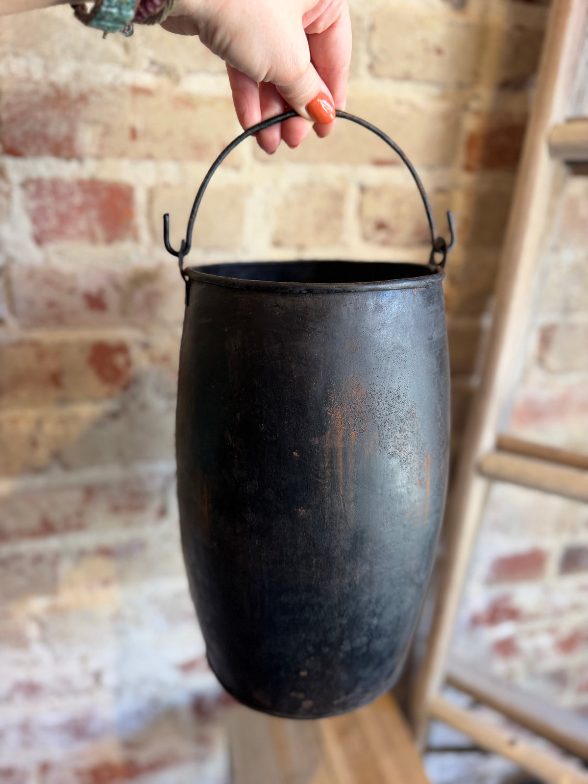 Hammered Iron Bucket Vase - Large