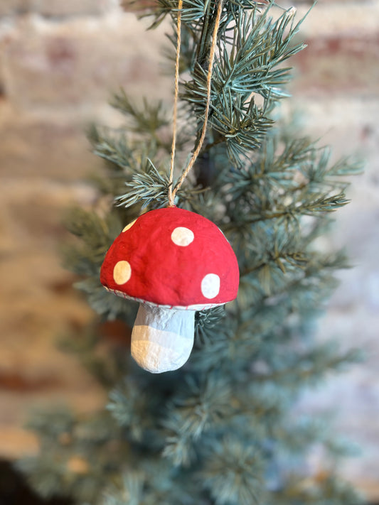 Paper Mache Mushroom Ornament