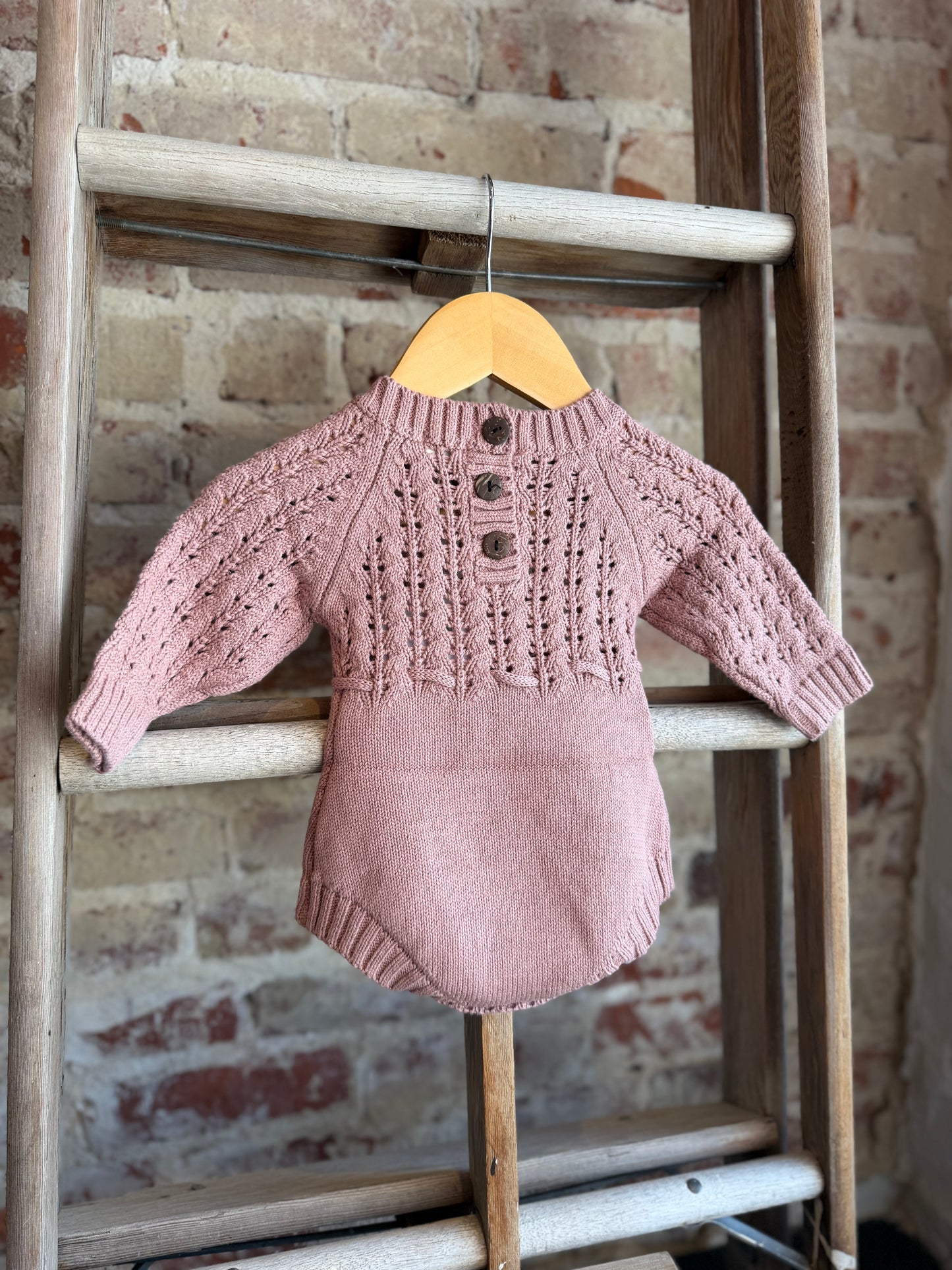 Knitted Sweater Romper - Mauve