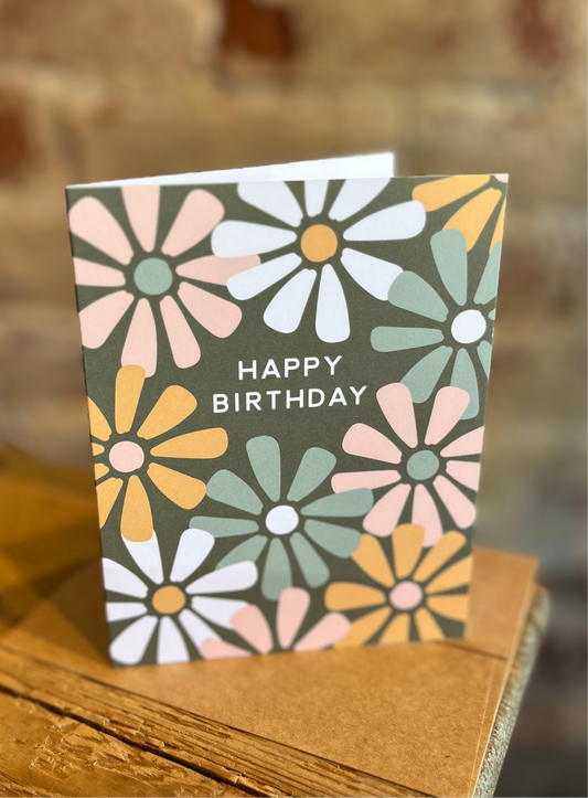 Floral Happy Birthday Greeting Card