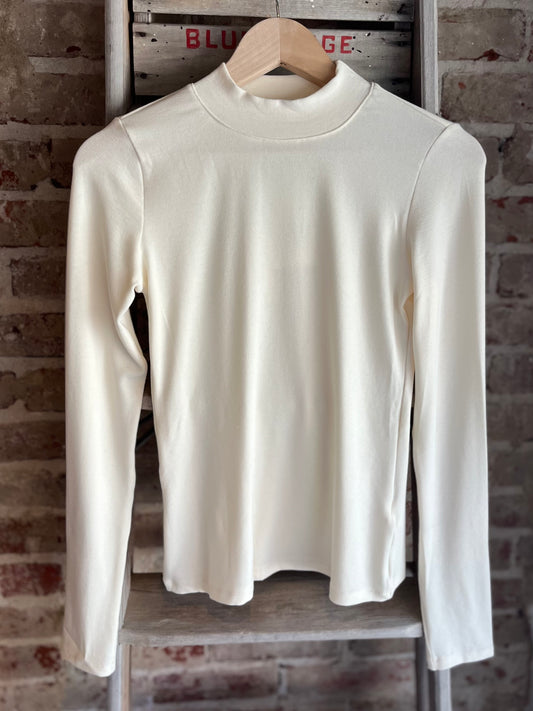 Knit Mock Neck Top- Cream