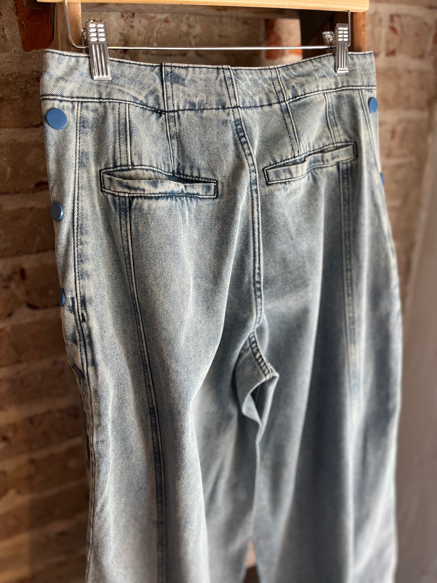 Button Up Wide Leg Denim Jeans