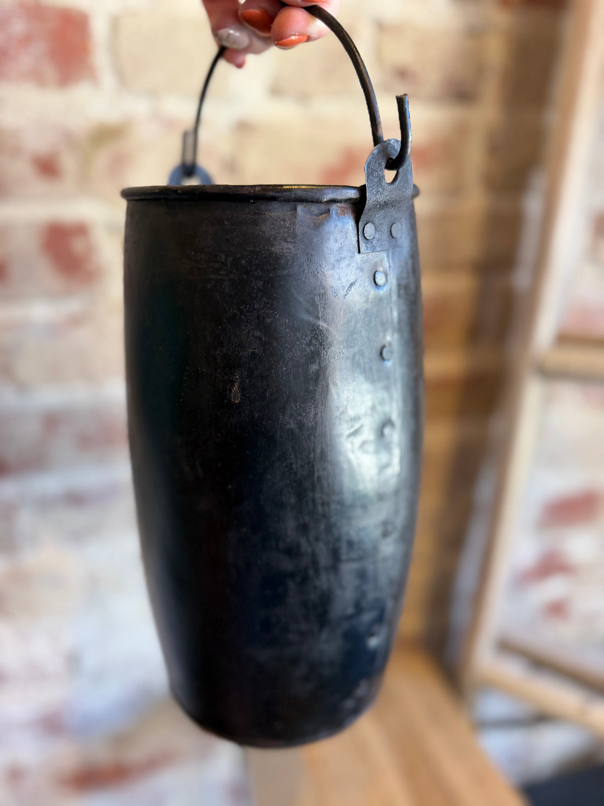 Hammered Iron Bucket Vase - Small
