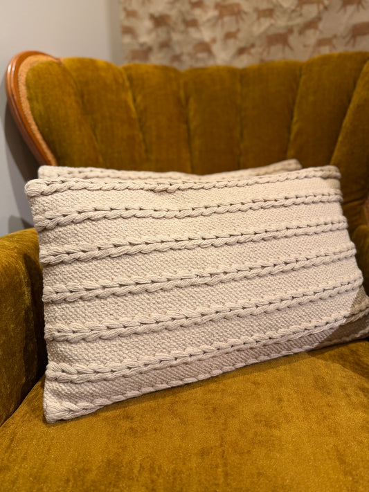 Macrame Lumbar Pillow - Cream