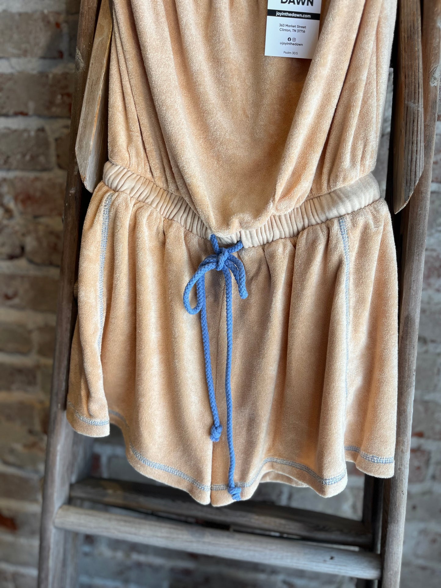 Terry Cotton Tube Peach Romper