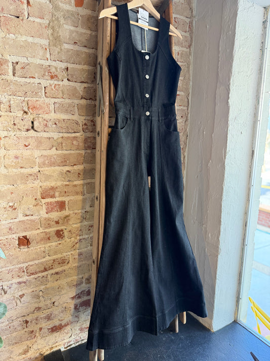 Black Denim Wide Leg Jumper