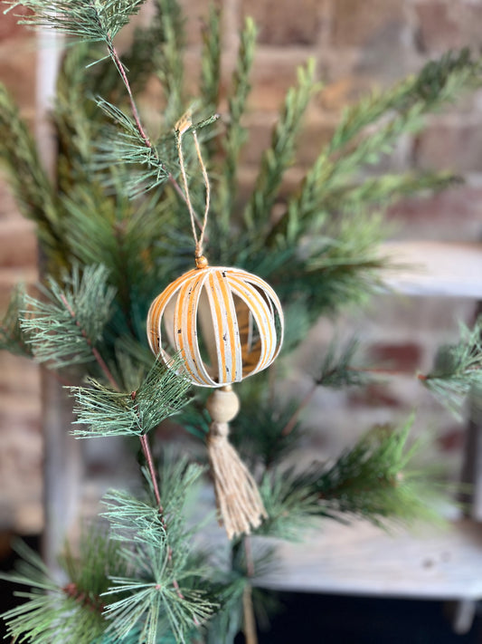 Small Paper Mache Ornament - Yellow