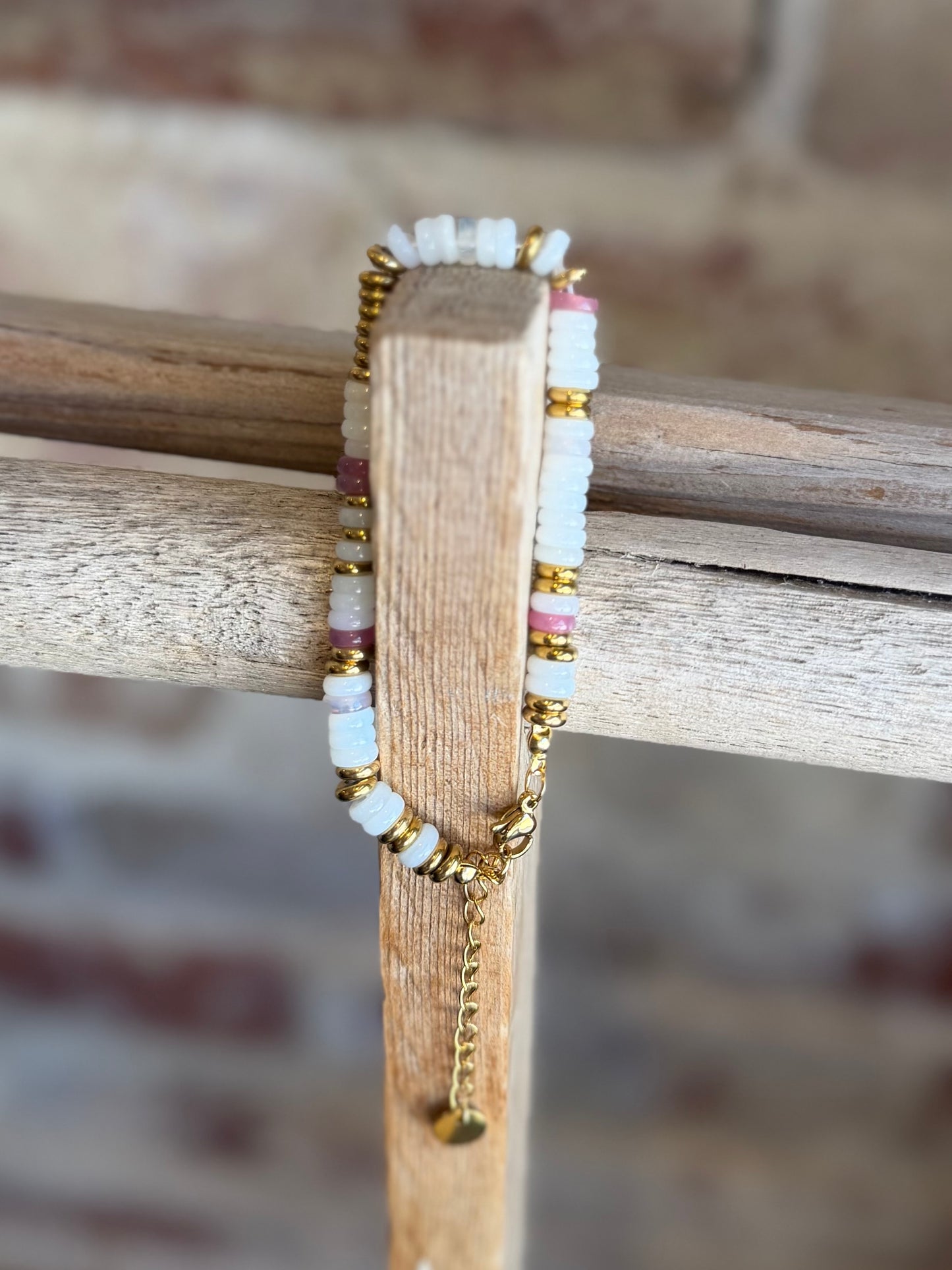 Aurora White Beaded Stone Bracelet- Waterproof