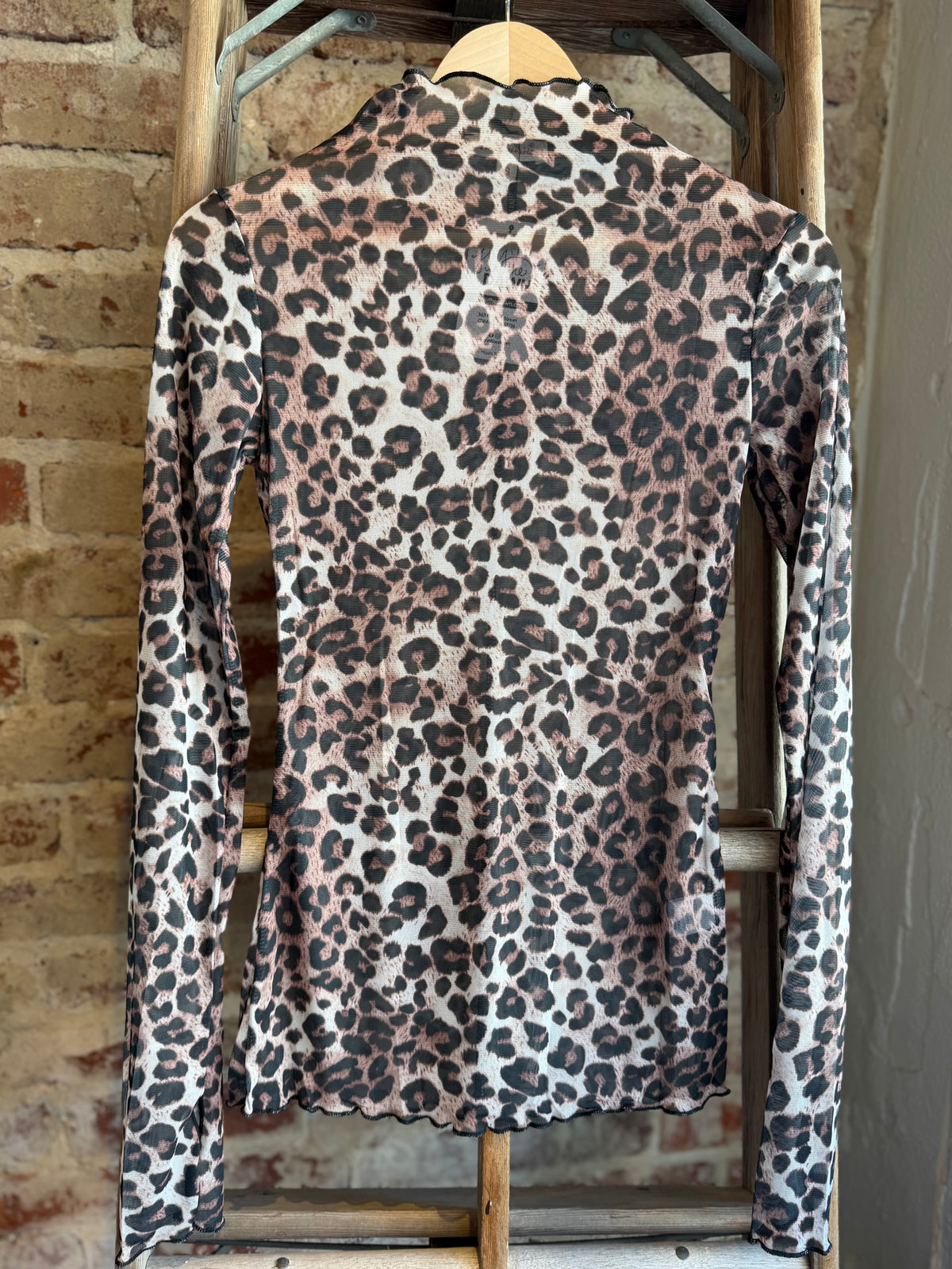 Leopard Mesh Long Sleeve Top