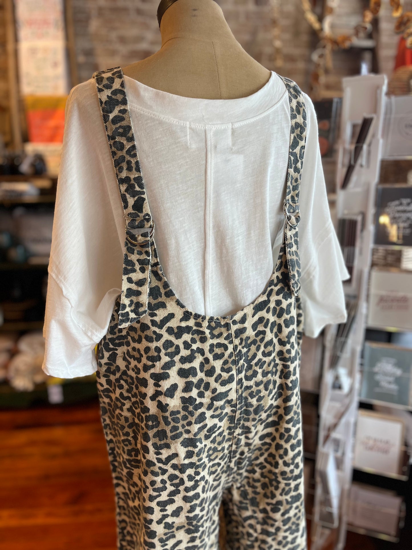 Leopard Print Oversized Overalls