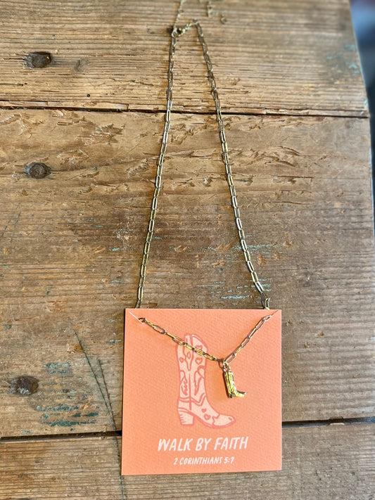 Walk by Faith Boot Necklace