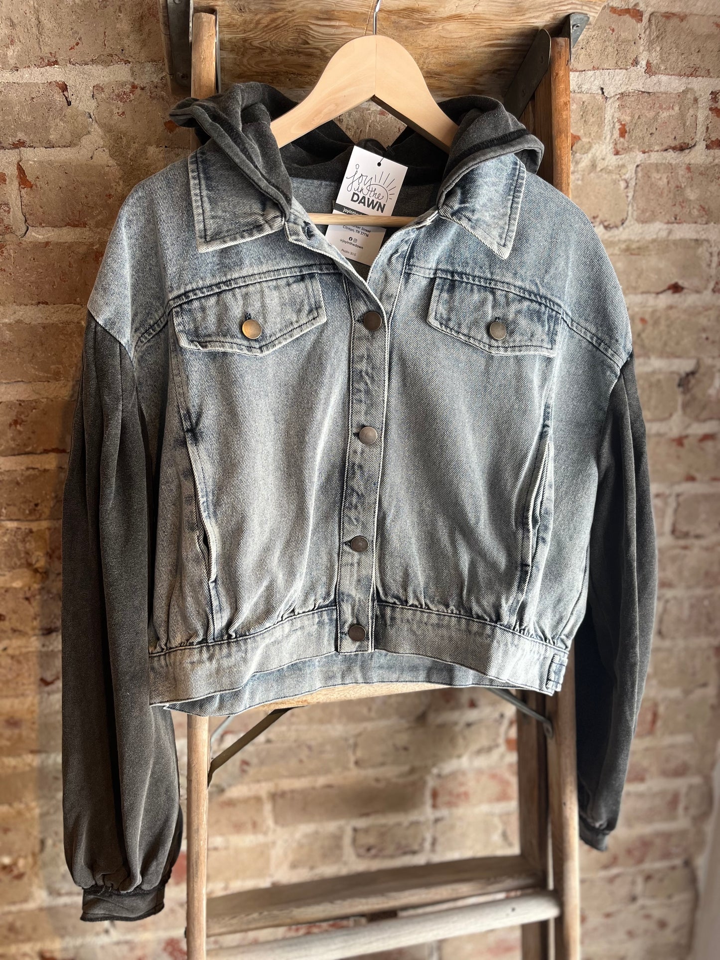 Crop Hooded Denim Jacket