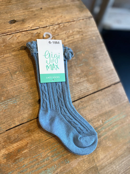 Slate Blue Lace Sock - Toddler/Youth