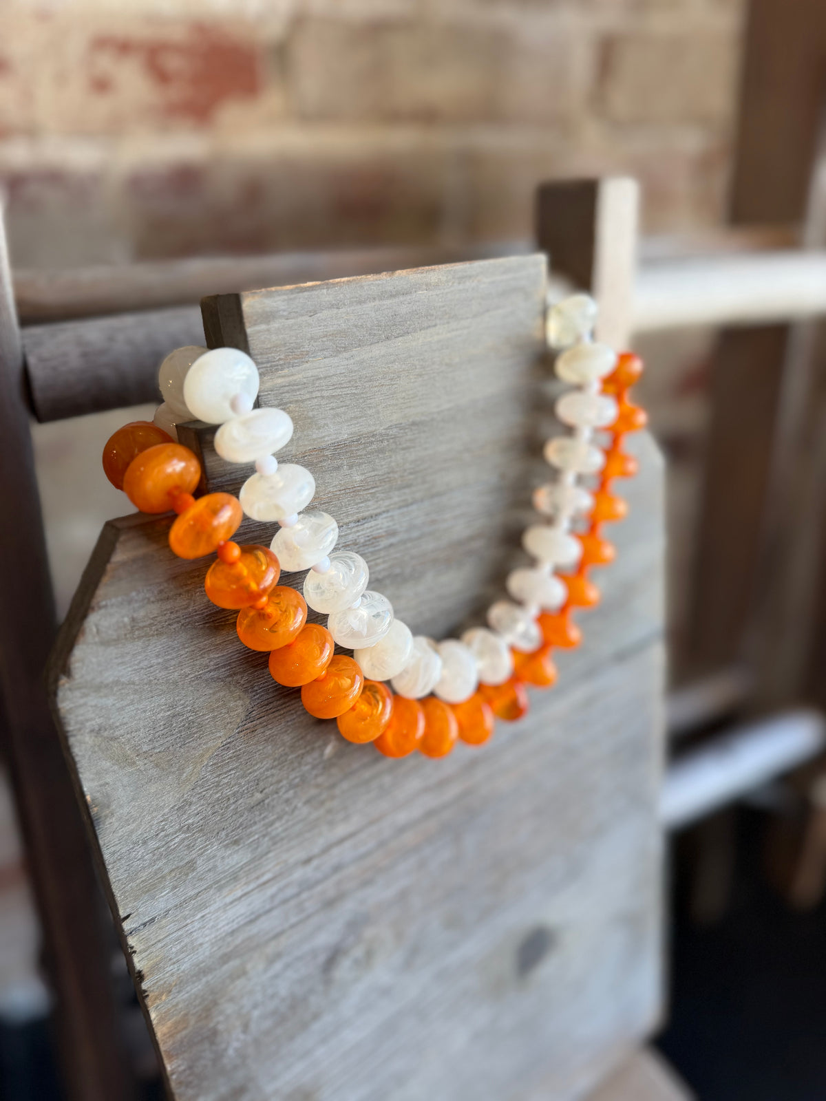 Circle Bauble Ball Necklace - Orange