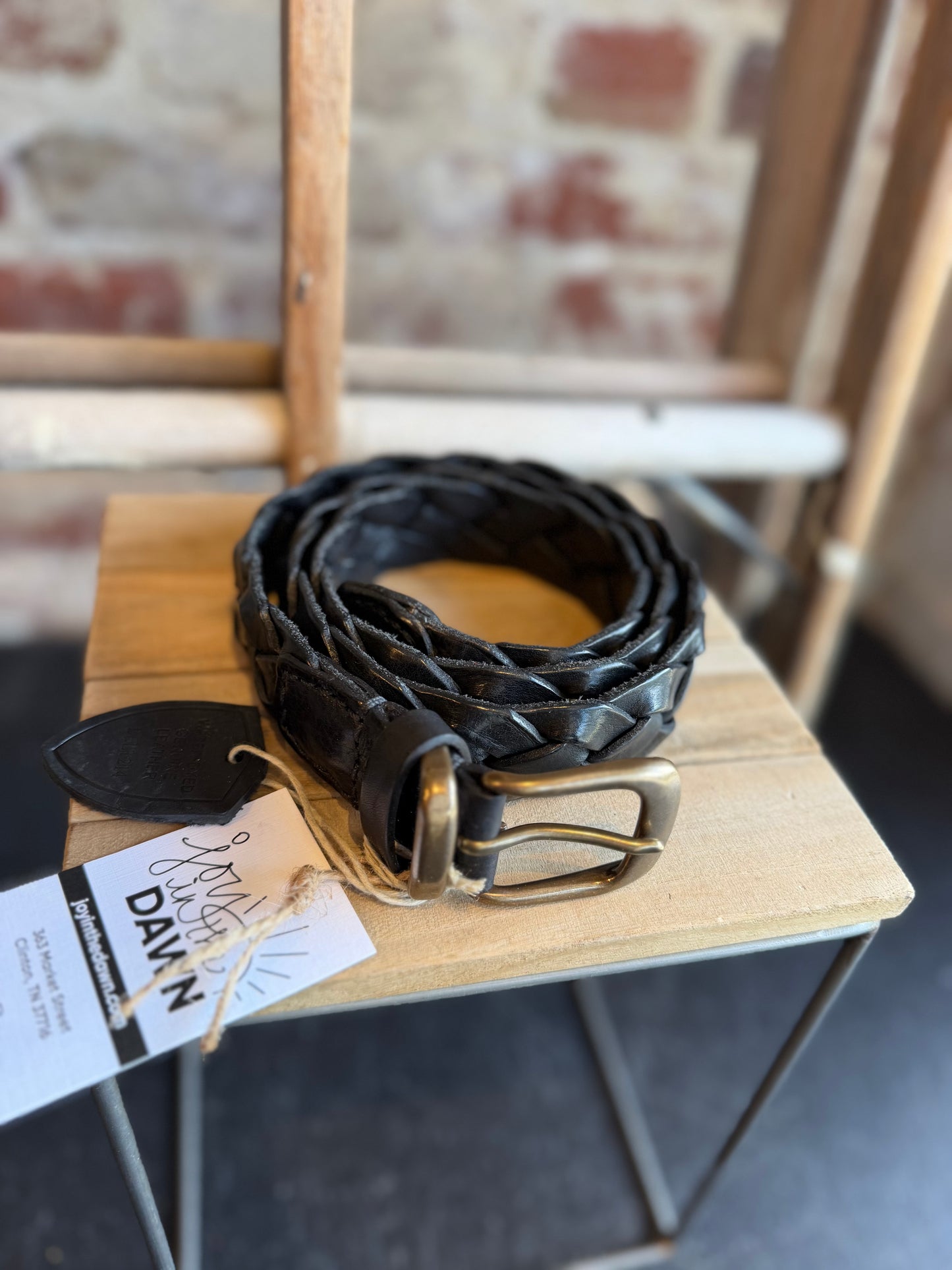 Braided Genuine Leather Belt - Black